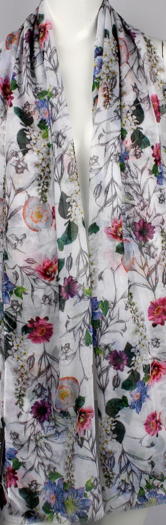 Alice & Lily printed  scarf white garden floral Style:SC/4649/WHT image 0